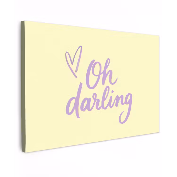 Oh darling - Geel - Hart Tuinposter op houten frame 2 cm dik klein -3d