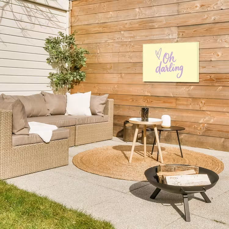 Oh darling - Geel - Hart Tuinposter op houten frame 2 cm dik klein -sfeer2