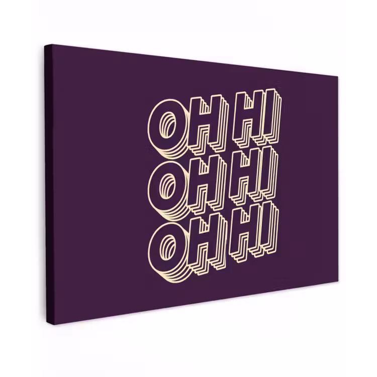 Oh hi - Paars - 3D Tuinposter op houten frame 2 cm dik klein -3d