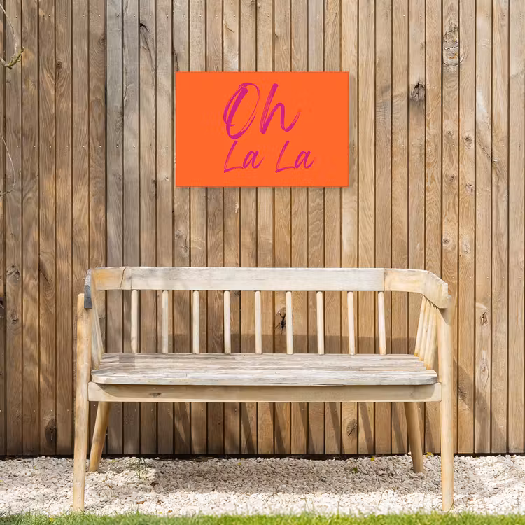 Oh la la - Oranje - Roze - Grafisch Tuinposter op houten frame 2 cm dik klein -sfeer4