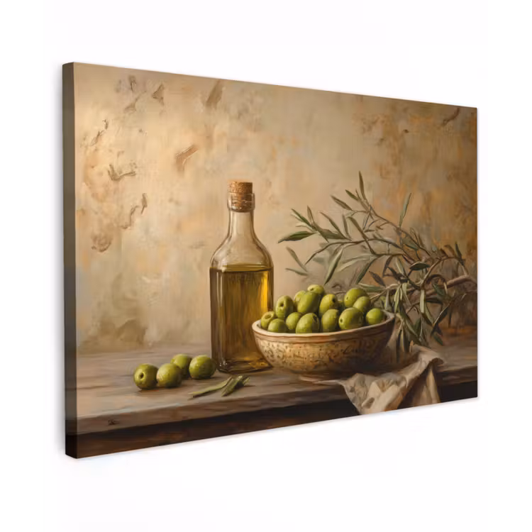 Olijven - Stilleven - Vintage Tuinposter op houten frame 2 cm dik klein -3d