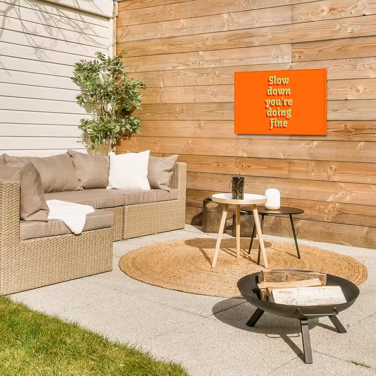 Oranje - Slow down you're doing fine - Retro Tuinposter op houten frame 2 cm dik klein -sfeer2
