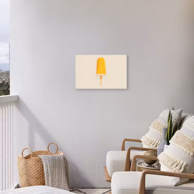 Oranje - Stokje - Waterijsje Tuinposter op houten frame 2 cm dik klein -sfeer1