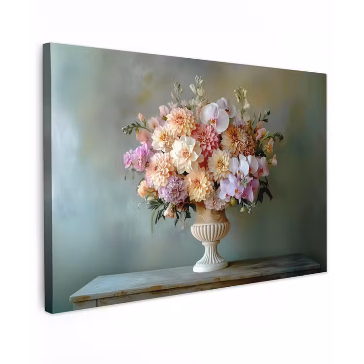 Orchidee - Boeket - Vaas - Bloemen Tuinposter op houten frame 2 cm dik klein -3d