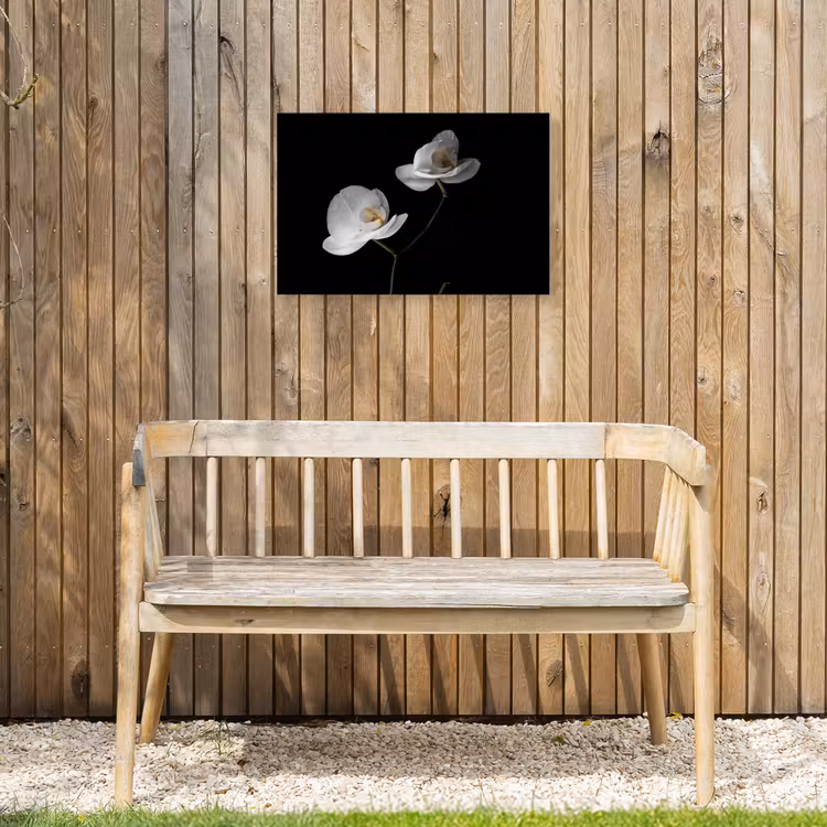 Orchidee - Bloemen - Zwart - Wit - Stilleven Tuinposter op houten frame 2 cm dik klein -sfeer4