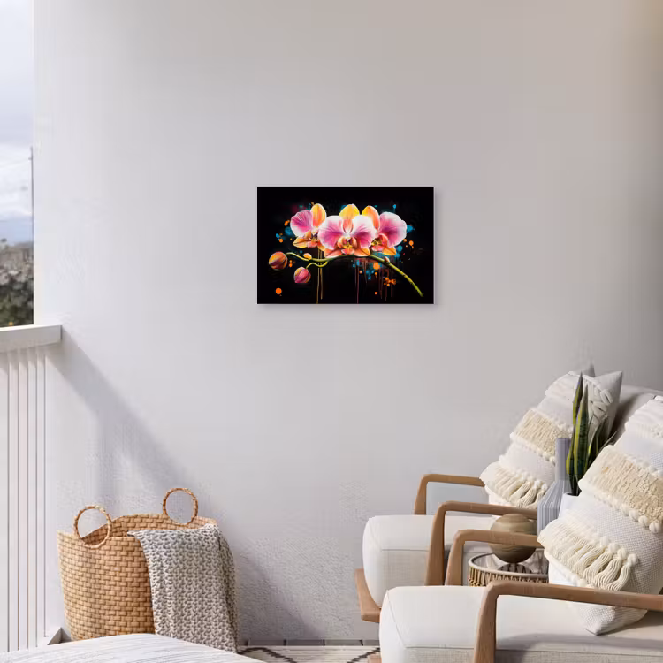 Orchidee - Graffiti - Kleurrijk - Bloemen - Abstract Tuinposter op houten frame 2 cm dik klein -sfeer1
