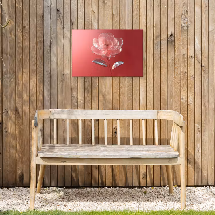 Sierlijk - Bloem - Roze - Glazen Tuinposter op houten frame 2 cm dik klein -sfeer4