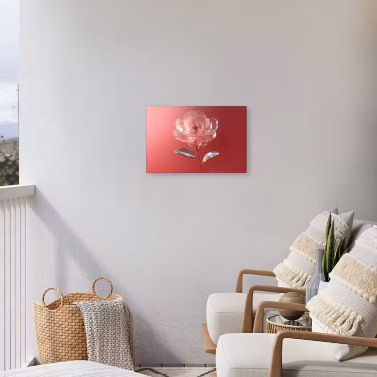 Sierlijk - Bloem - Roze - Glazen Tuinposter op houten frame 2 cm dik klein -sfeer1