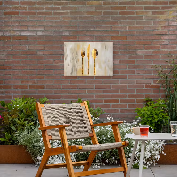 Verf - Goud - Bestek Tuinposter op houten frame 2 cm dik klein -sfeer3