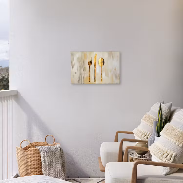 Verf - Goud - Bestek Tuinposter op houten frame 2 cm dik klein -sfeer1