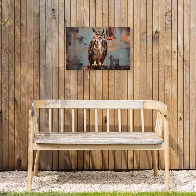 Geschilderd - Abstract - Uil - Bruin Tuinposter op houten frame 2 cm dik klein -sfeer4