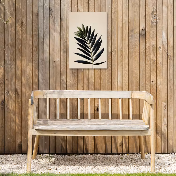 Palmblad - Donkere bladen - Subtiel Tuinposter op houten frame 2 cm dik klein -sfeer4