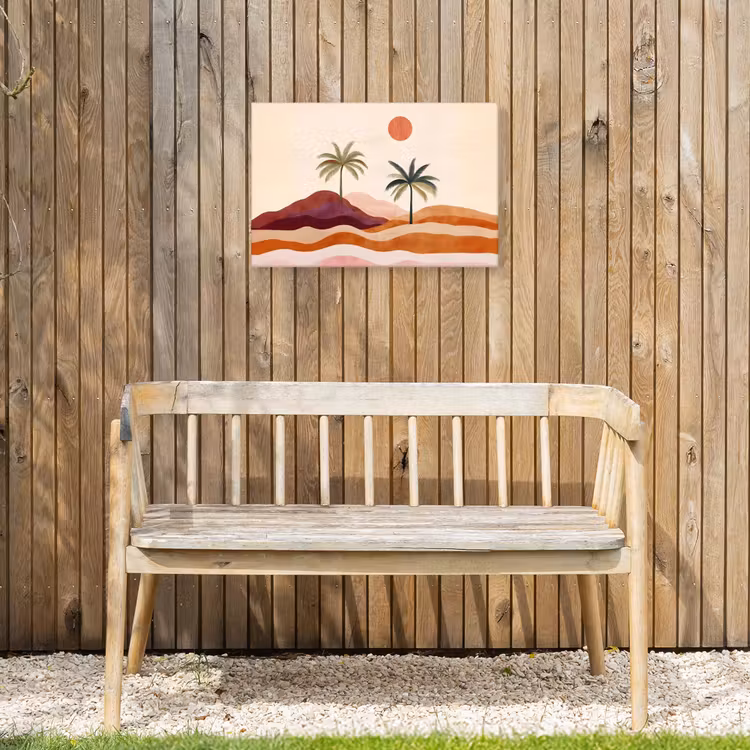 Palmbomen - Abstract - Zon - Heuvels Tuinposter op houten frame 2 cm dik klein -sfeer4