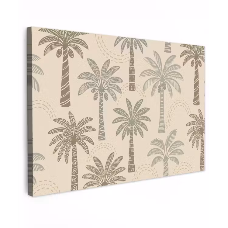 Palmbomen - Patroon - Tropisch - Beige Tuinposter op houten frame 2 cm dik klein -3d