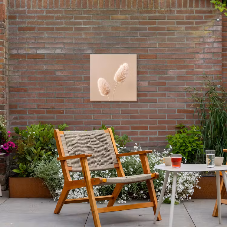 Pampas pluimen - Beige - Planten Tuinposter op houten frame 2 cm dik klein -sfeer3