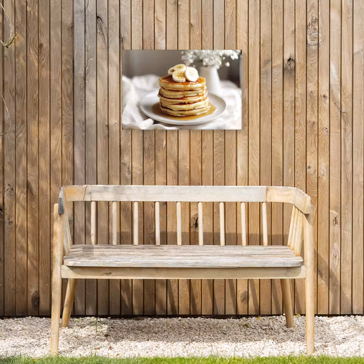 Pannenkoeken - Banaan - Siroop - Wit - Beige Tuinposter op houten frame 2 cm dik klein -sfeer4