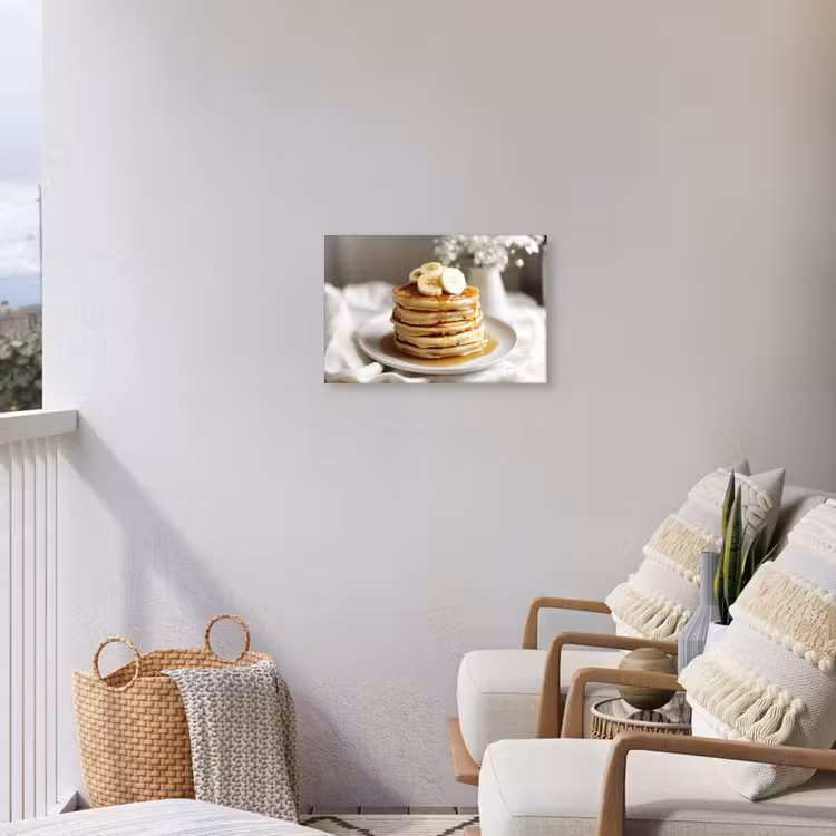 Pannenkoeken - Banaan - Siroop - Wit - Beige Tuinposter op houten frame 2 cm dik klein -sfeer1