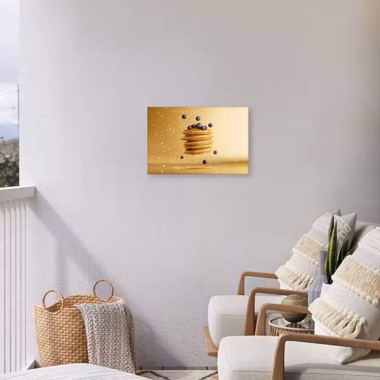 Pannenkoeken - Eten - Honing - Geel Tuinposter op houten frame 2 cm dik klein -sfeer1