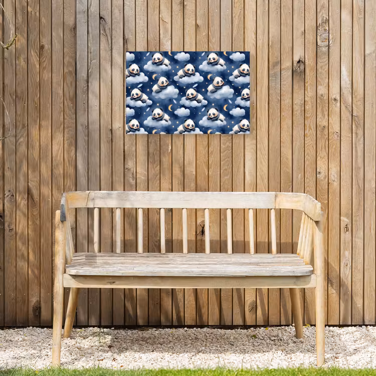 Panda's - Slapen - Blauw Tuinposter op houten frame 2 cm dik klein 845 -sfeer4