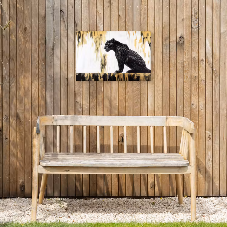 Panter - Zwart - Abstract - Goud Tuinposter op houten frame 2 cm dik klein -sfeer4