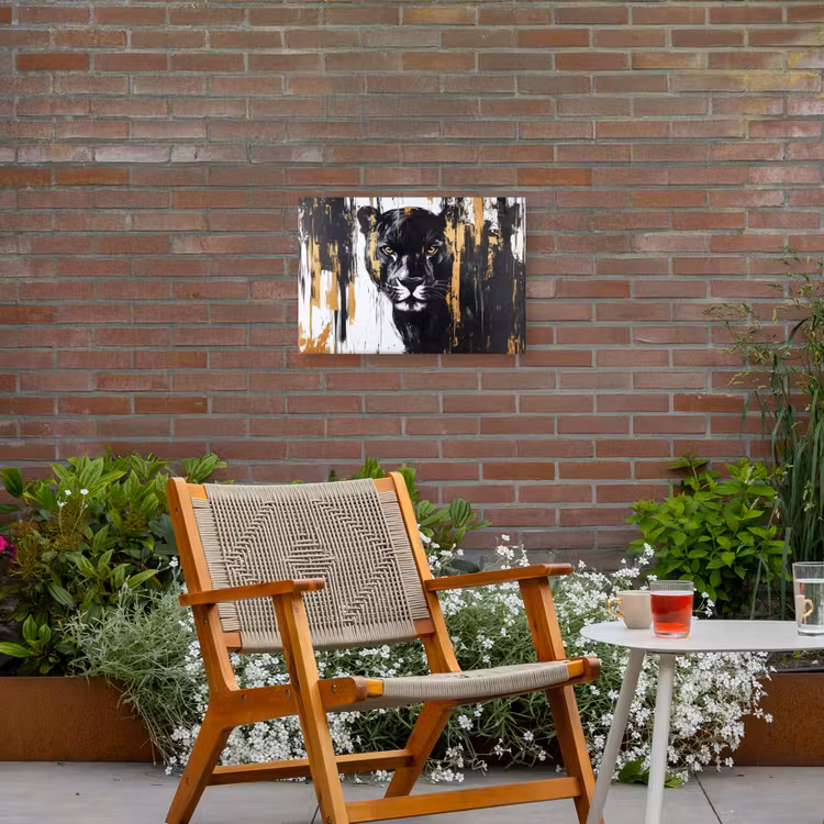 Panter - Zwart - Abstract - Verfstreken Tuinposter op houten frame 2 cm dik klein -sfeer3