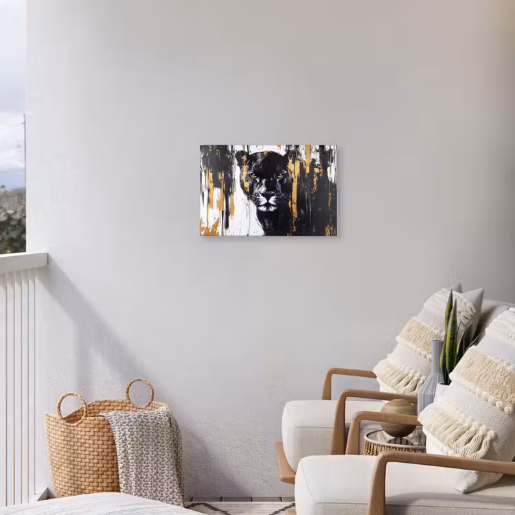 Panter - Zwart - Abstract - Verfstreken Tuinposter op houten frame 2 cm dik klein -sfeer1