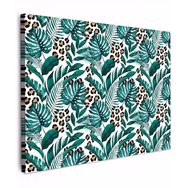 Panterprint - Bladeren - Jungle Tuinposter op houten frame 2 cm dik klein -3d