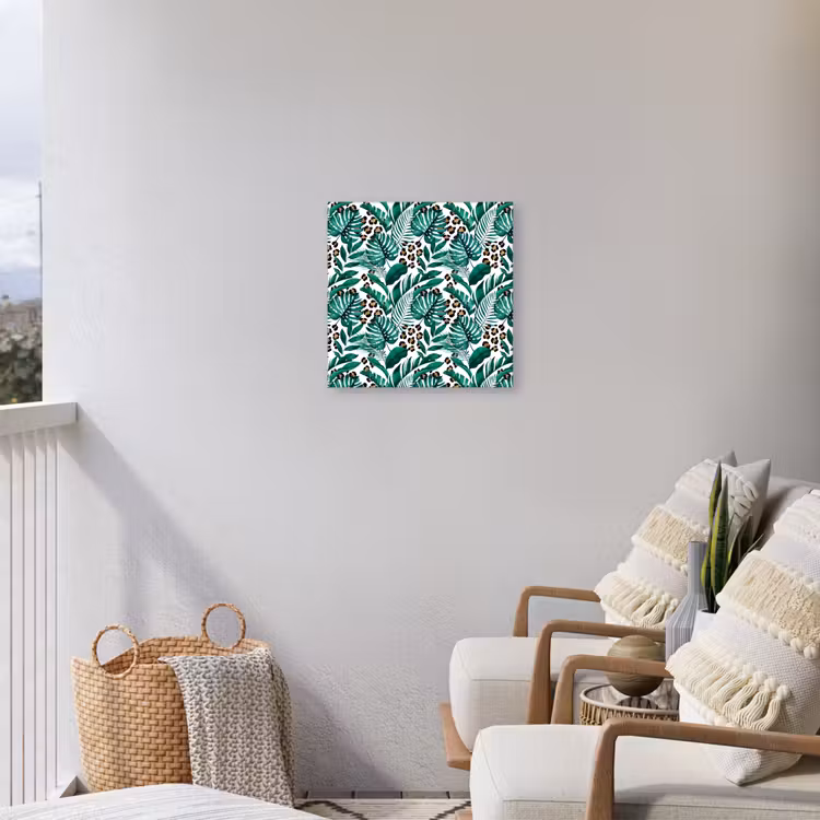 Inductie beschermer - Panterprint - Bladeren - Jungle - Afdekplaat voor kookplaat Tuinposter op houten frame 2 cm dik klein -sfeer1