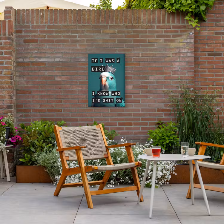 Parkiet - Turquoise - Quotes - Decoratie Tuinposter op houten frame 2 cm dik klein -sfeer3
