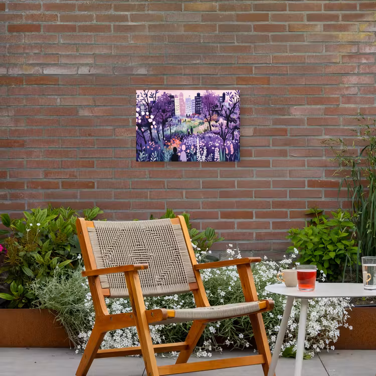 Park - Bomen - Bloemen - Gebouwen Tuinposter op houten frame 2 cm dik klein -sfeer3