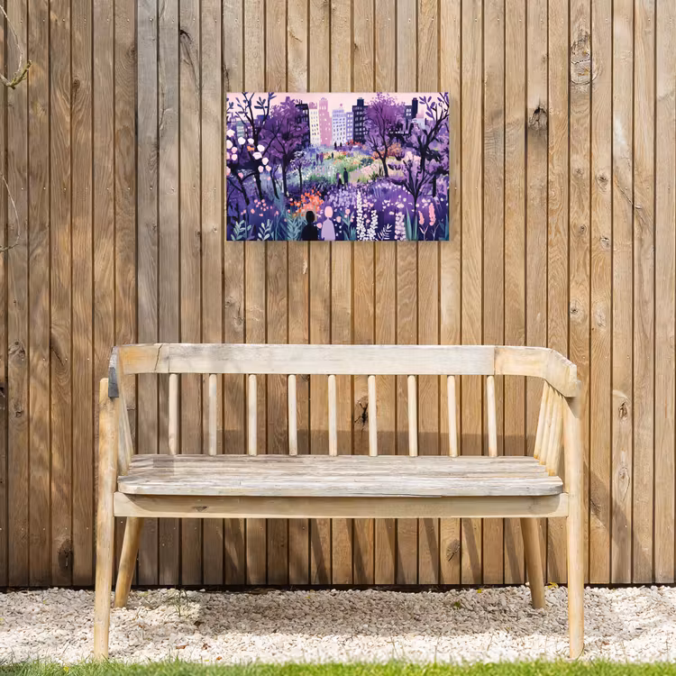 Park - Bomen - Bloemen - Gebouwen Tuinposter op houten frame 2 cm dik klein -sfeer4