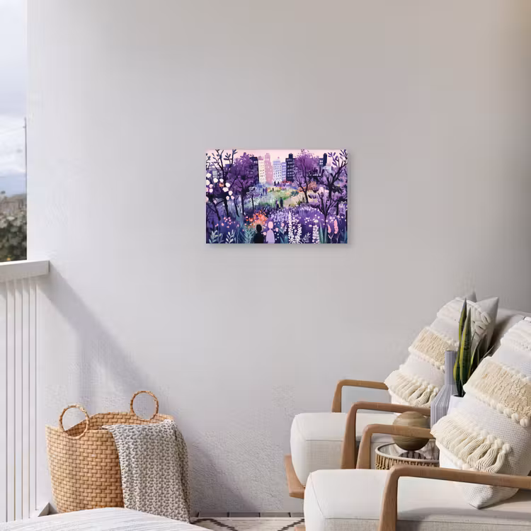 Park - Bomen - Bloemen - Gebouwen Tuinposter op houten frame 2 cm dik klein -sfeer1