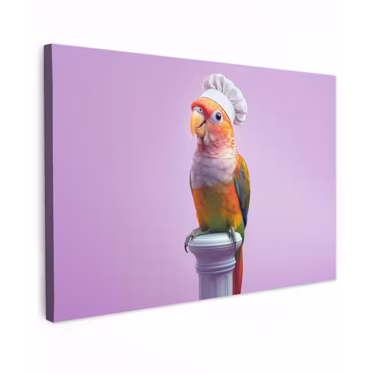 Papegaai - Koksmuts - Pilaar - Vogel Tuinposter op houten frame 2 cm dik klein -3d