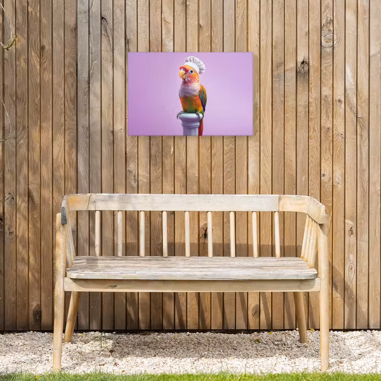 Papegaai - Koksmuts - Pilaar - Vogel Tuinposter op houten frame 2 cm dik klein -sfeer4