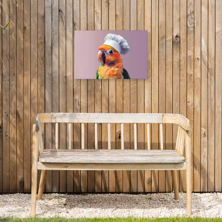 Papegaai - Koksmuts - Nieuwsgierig - Vogel Tuinposter op houten frame 2 cm dik klein -sfeer4