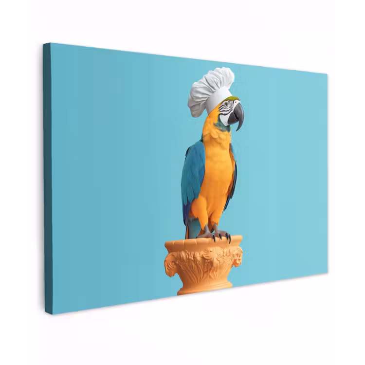 Papegaai - Koksmuts - Grappig - Vogel Tuinposter op houten frame 2 cm dik klein -3d