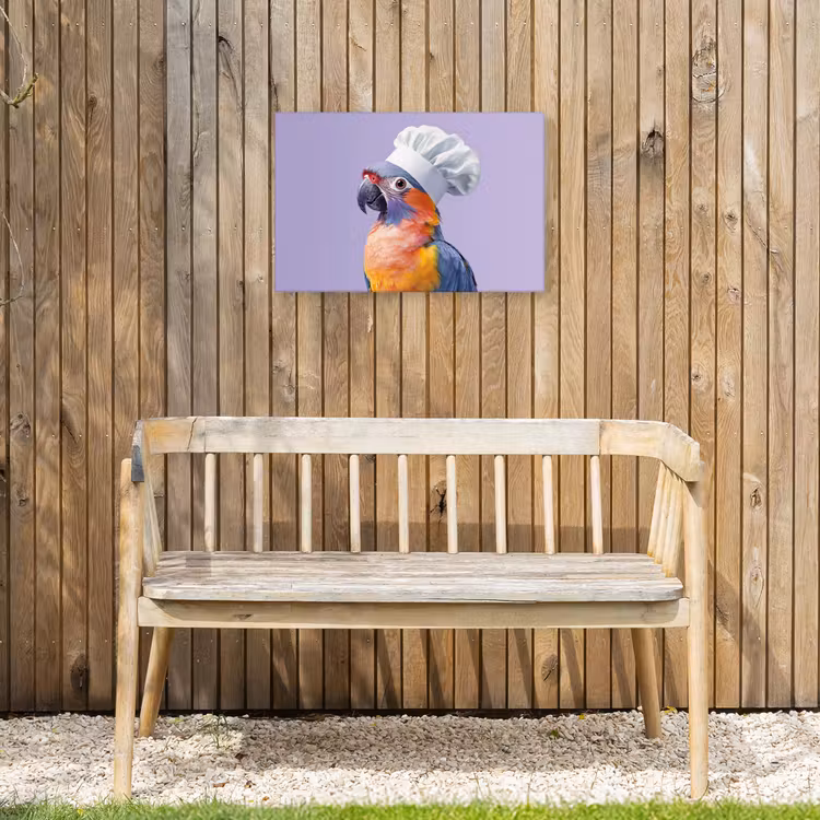 Papegaai - Koksmuts - Paars - Cute Tuinposter op houten frame 2 cm dik klein -sfeer4