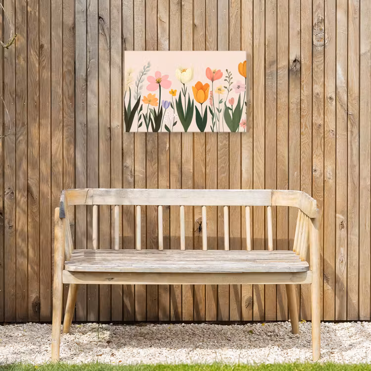 Pasteltinten - Bloemen - Illustratie Tuinposter op houten frame 2 cm dik klein -sfeer4