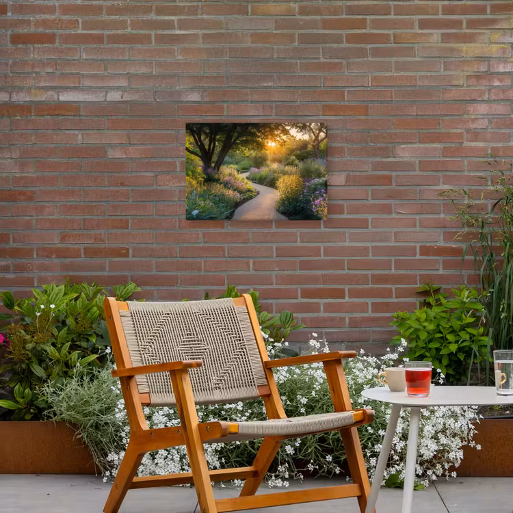 Pad - Bloemen - Park Tuinposter op houten frame 2 cm dik klein -sfeer3