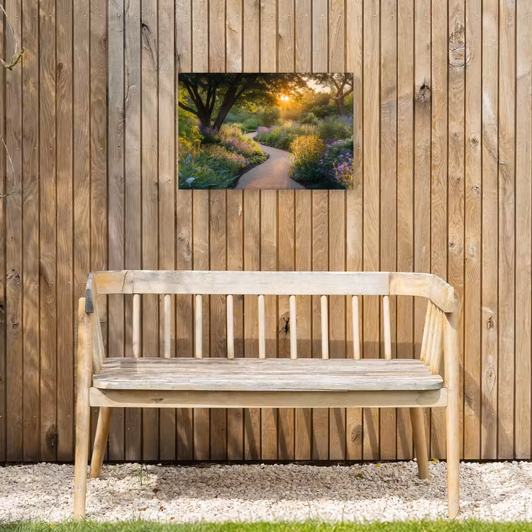 Pad - Bloemen - Park Tuinposter op houten frame 2 cm dik klein -sfeer4