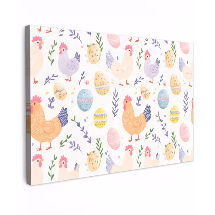 Patroon - Kip - Paaseieren Tuinposter op houten frame 2 cm dik klein -3d
