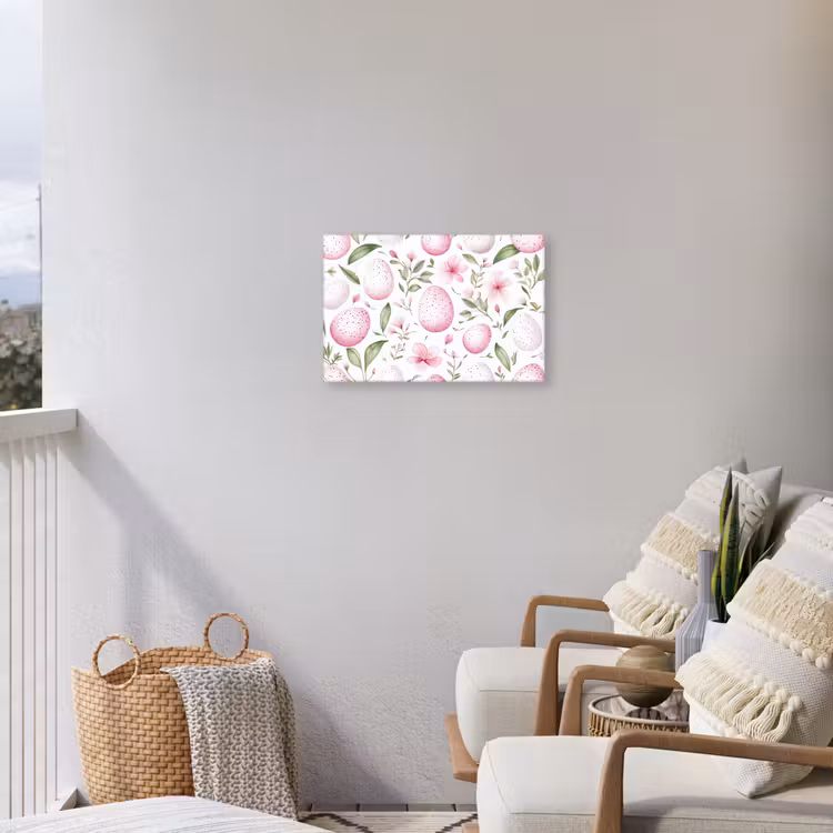 Patroon - Eieren - Roze - Pasen Tuinposter op houten frame 2 cm dik klein -sfeer1