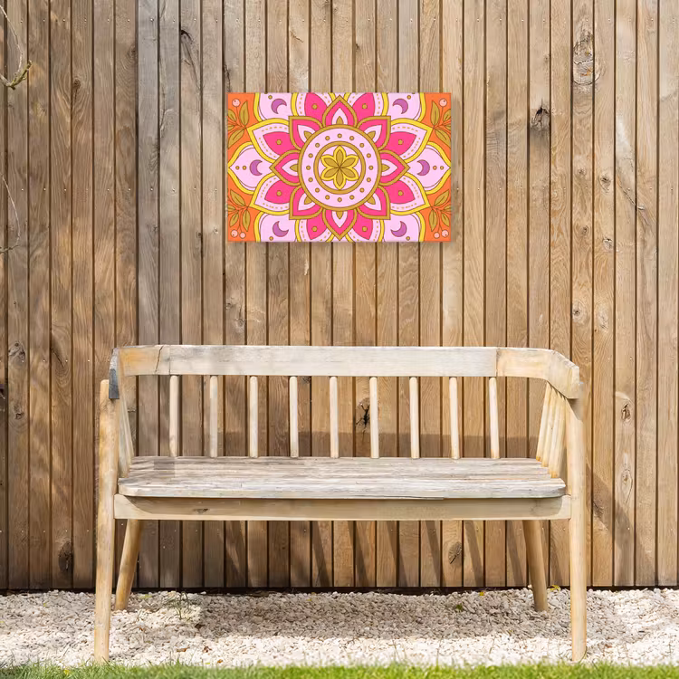 Patroon - Bloemmotief - Decoratie - Abstract - Roze Tuinposter op houten frame 2 cm dik klein -sfeer4