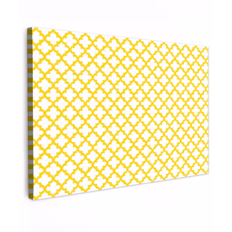 Patroon - Geometrisch - Klassiek - Geel Tuinposter op houten frame 2 cm dik klein 845 -3d