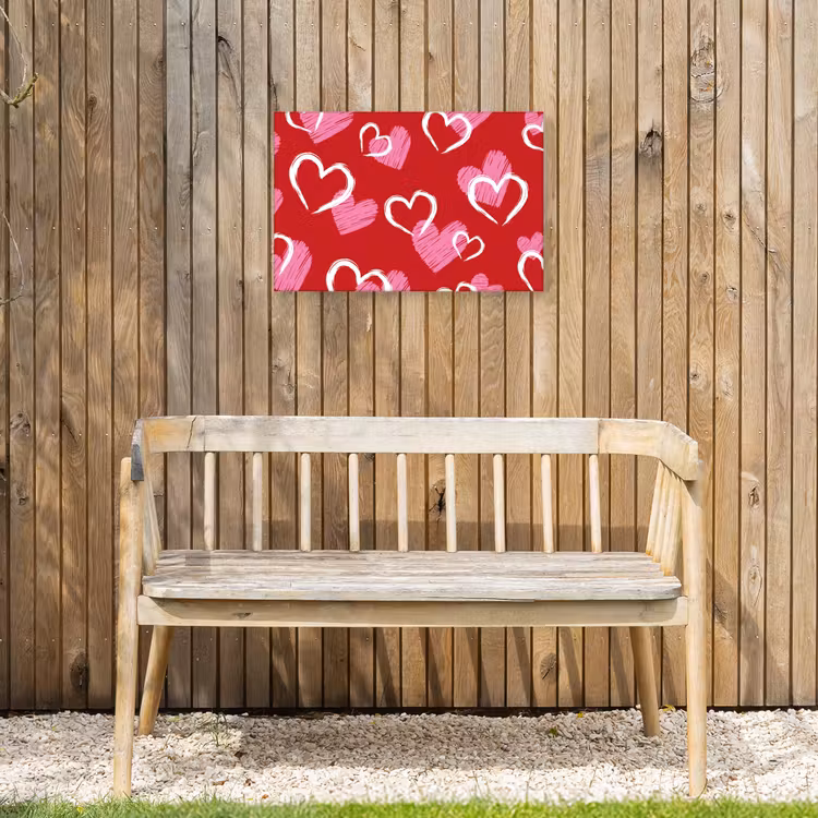 Patroon - Hartjes - Roze - Valentijn Tuinposter op houten frame 2 cm dik klein -sfeer4