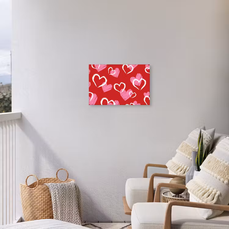 Patroon - Hartjes - Roze - Valentijn Tuinposter op houten frame 2 cm dik klein -sfeer1