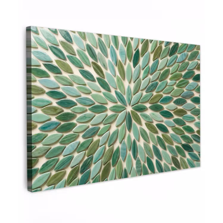 Patroon - Blad - Groen - Abstract Tuinposter op houten frame 2 cm dik klein -3d