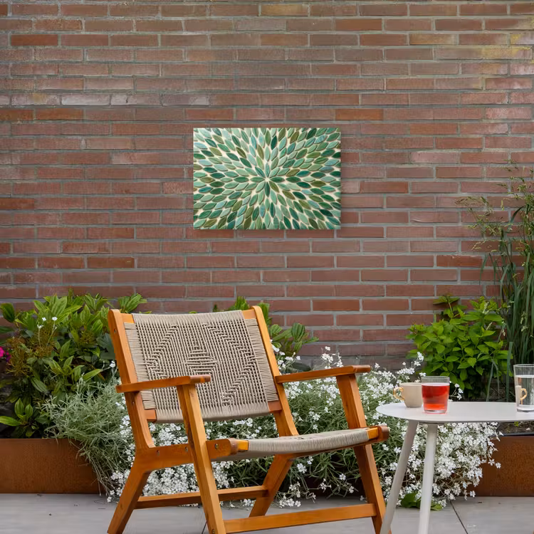 Patroon - Blad - Groen - Abstract Tuinposter op houten frame 2 cm dik klein -sfeer3