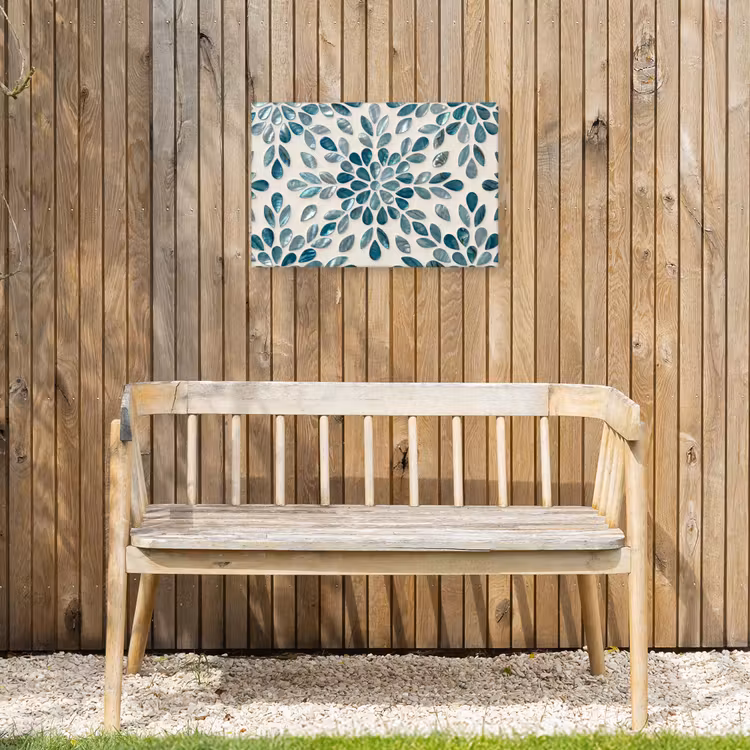 Patroon - Bladeren - Abstract - Modern - Turquoise Tuinposter op houten frame 2 cm dik klein -sfeer4