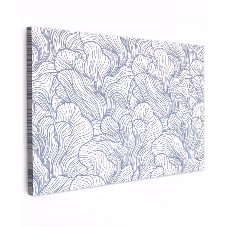 Patroon - Lijnen - Organisch - Abstract - Blauw Tuinposter op houten frame 2 cm dik klein -3d